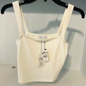 Express White Ribbed Tank Top